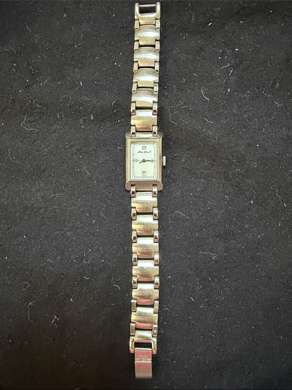 Eddie Bauer Women's Rectangular Gold-Tone Link Bracelet Watch needs battery